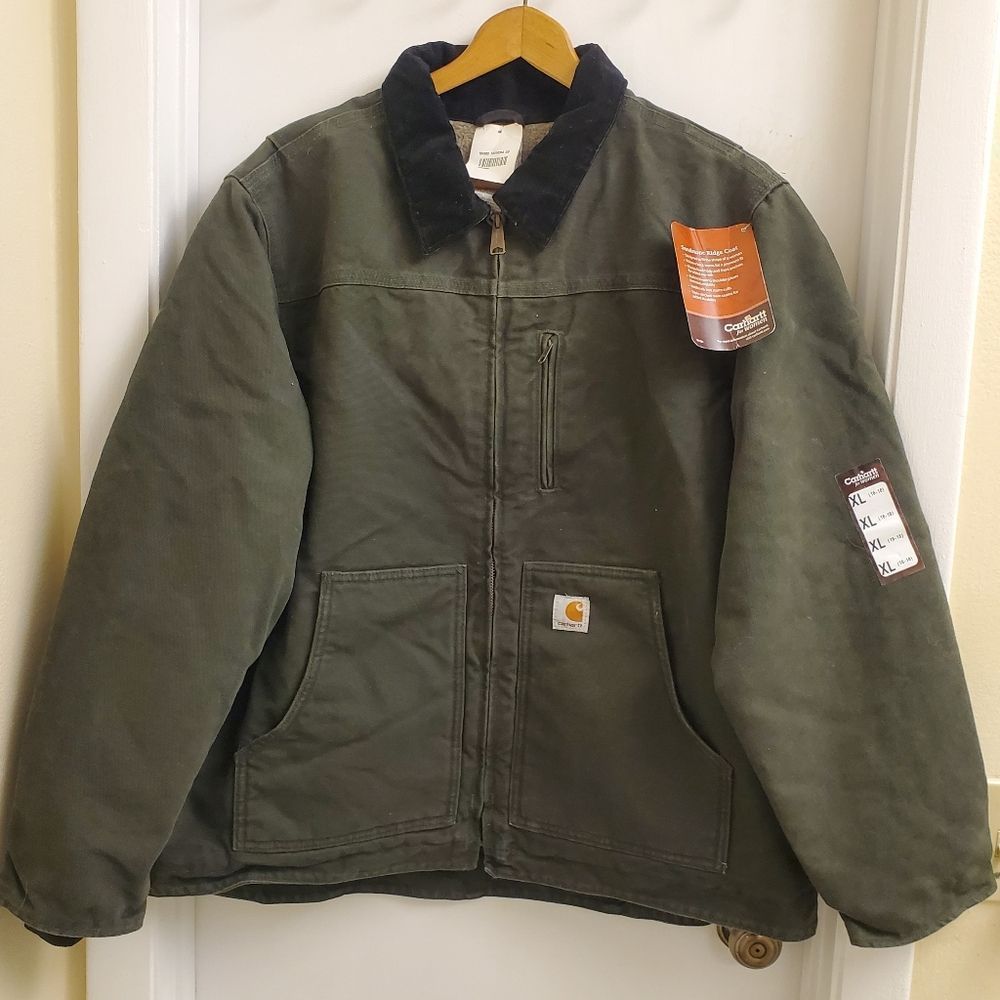 😍New with tags Rare vintage green carhartt fleece lined canvas jacket size XL